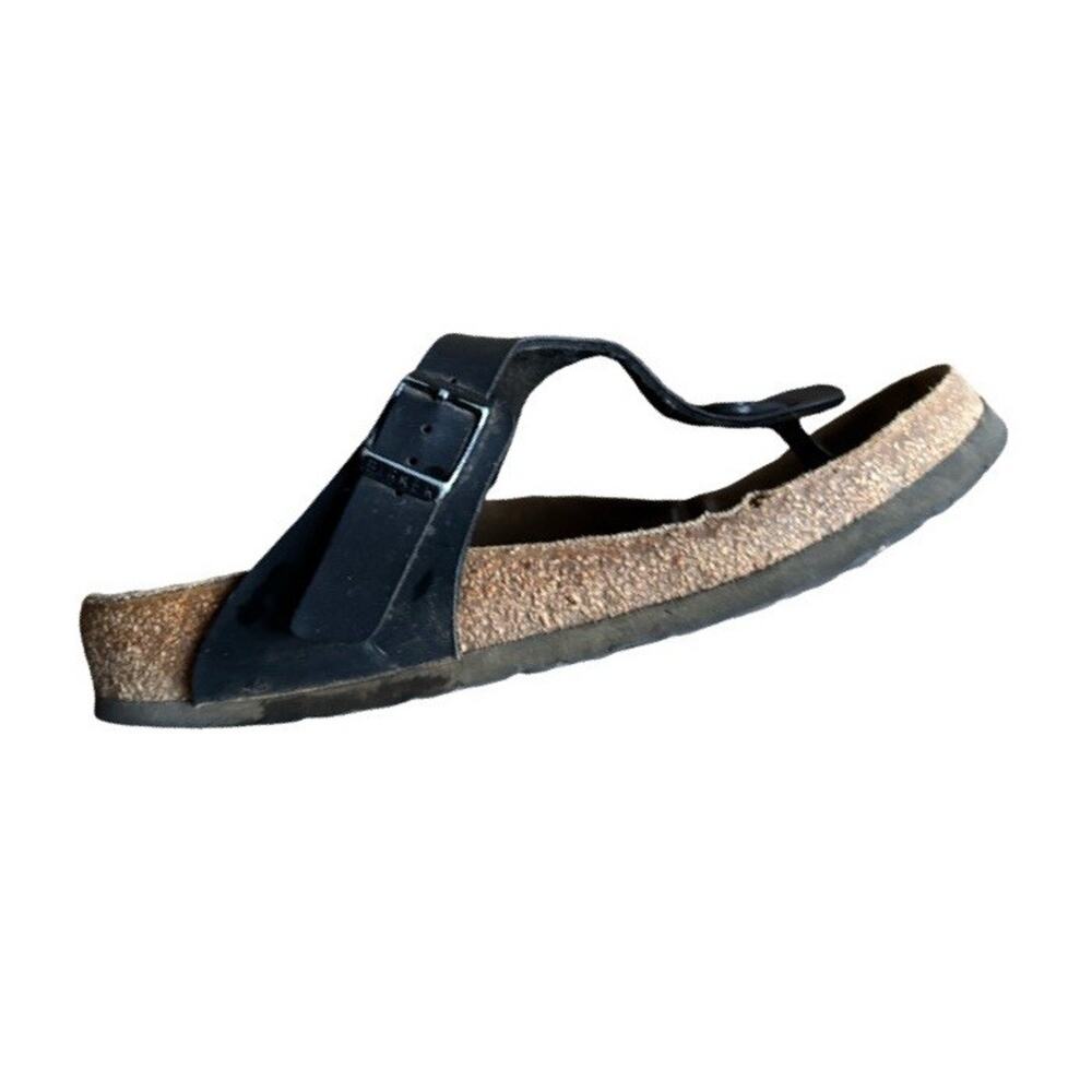 Birkenstock Thong Sandals Size 39 Gizeh Black Worn Used Casual Summer US 8 - Picture 4 of 9